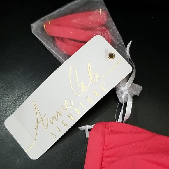 Anne Cole two piece swimsuit, coral and black - Picture 4 of 5